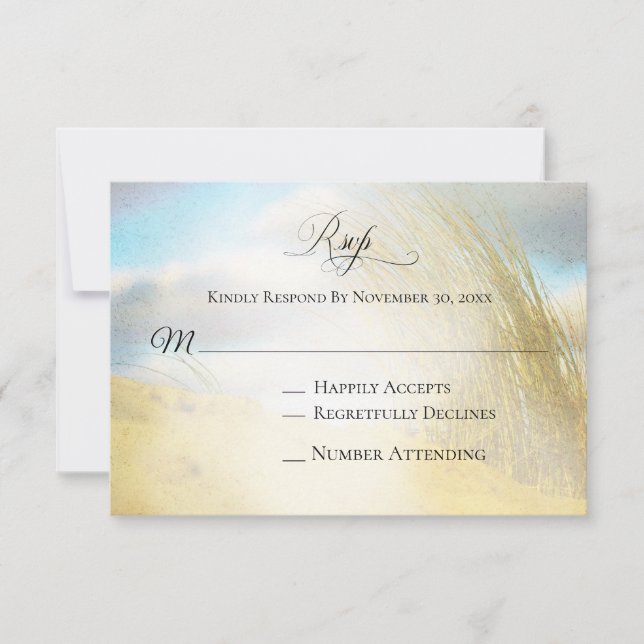 *~* Foto Soft Dune Beach Grass - Wedding RSVP Karte (Vorderseite)