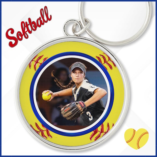 FOTO, Softball Senior Day Geschenke Ideen, Softbal Schlüsselanhänger (Personalized softball keychains with Photo. Softball senior night gifts. Softball senior day gifts.)