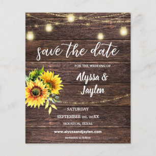 Foto Sonnenblumen Holz und Licht Save the Date Flyer