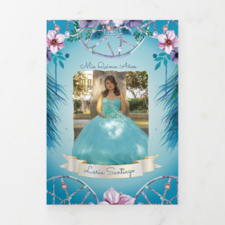 Foto Spanischer Traumfänger Quinceanera Dreifach Gefaltete Einladung