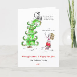 Foto Spaß Cat Cartoon Joy Christmas Tree Kitty Feiertagskarte