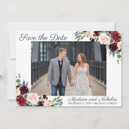 Foto Speichern Sie die Datumskarten mit Marsala-Bl Save The Date