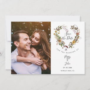 Foto-Speichert-datum-Skript Florales Herz Girlande Save The Date