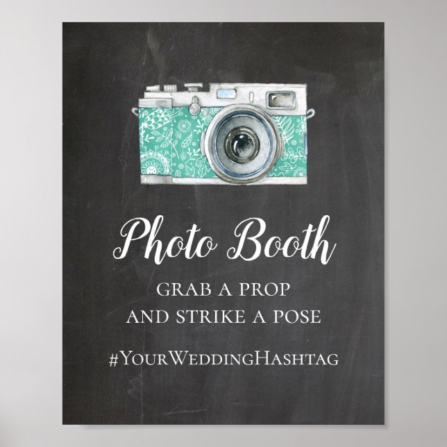 Foto Stand Chalkboard Hochzeit. Modernes Hashtag Poster (Vorne)
