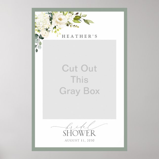 Foto-Stand des White Grey Green Floral Brautparty Poster (Vorne)