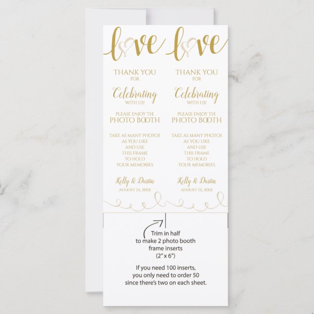 Foto-Standkarten | Liebe Script - Gold & Beige (Vorderseite)