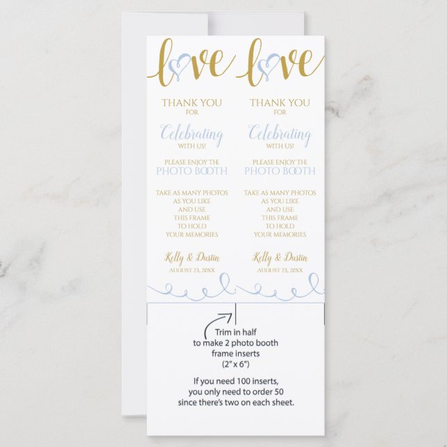 Foto-Standkarten | Liebe Script - Light Blue & Gol (Vorderseite)