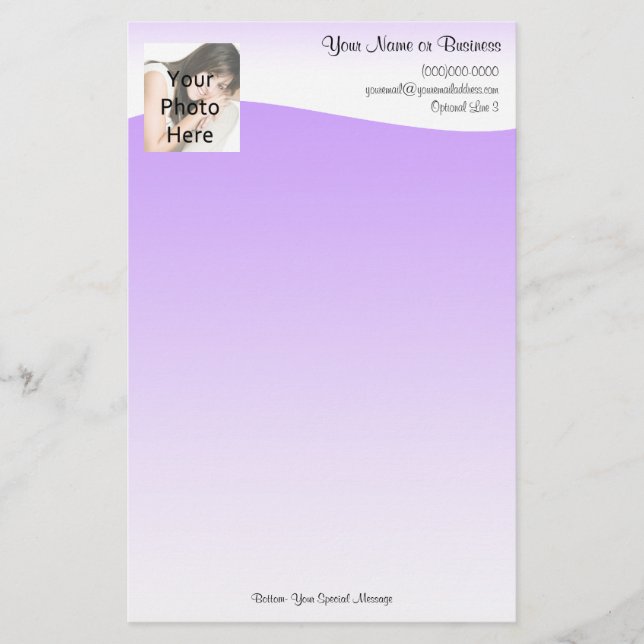 Foto-Stationery, Lila Wave Briefpapier (Vorderseite)