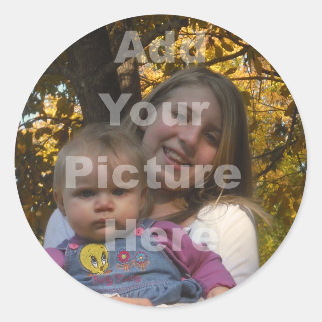 Foto-Sticker hinzufügen Runder Aufkleber (Vorderseite)