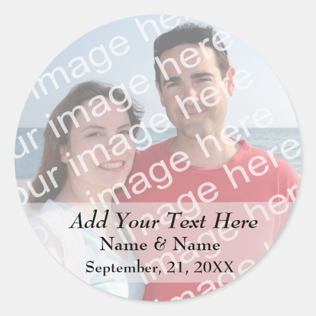 Foto-Stickers benutzerdefinierten Text hinzufügen Runder Aufkleber (Vorderseite)