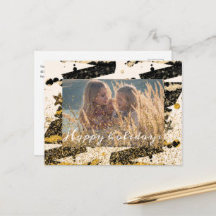Foto-Stilgold schwarze Weihnachtsbäume Postkarte
