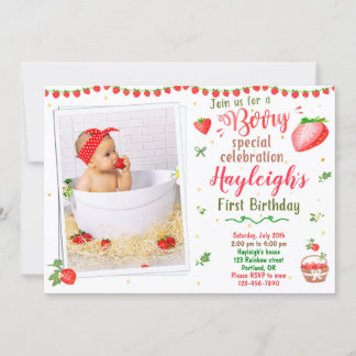 Foto Strawberry Geburtstagseinladung Berry Swery Einladung