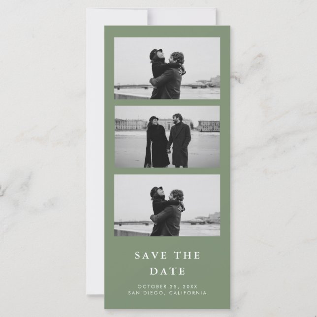 Foto Strip QR Code Sage Green Wedding (Vorderseite)
