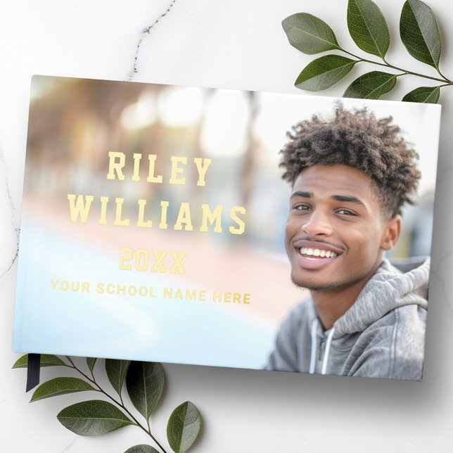 Foto Student Abitur Abschluss dunkelblau Gästebuch (Photo student graduate graduation dark blue guest book)