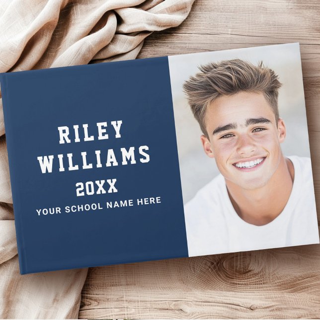 Foto Student Abitur Abschluss dunkelblau Gästebuch (Photo student graduate graduation dark blue guest book)