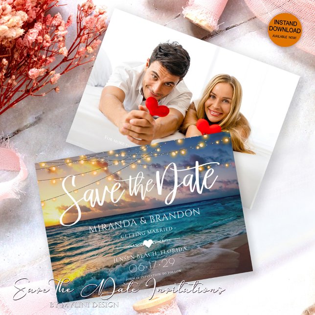 Foto Summer Sunset Tropical Beach Hochzeit Save The Date (Von Creator hochgeladen)
