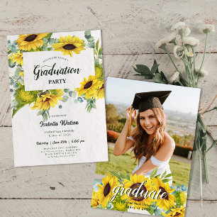 Foto Sunflower Script Graduation Party Einladung