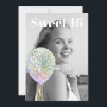 *~* FOTO Sweet 16 Birthday Rainbow Ballon AP29 Einladung<br><div class="desc">(Suche nach ähnlichen Designs auf verschiedenen Produkten in AP29)((Dieses Design kann leicht an JEDES Alter oder EVENT angepasst werden )) Erfahren Sie, wenn Sie Hilfe benötigen. *~* Energie-Enhanced SWEET 16 Geburtstag Einladung. Ändern / Bearbeiten Sie den Text und das FOTO des süßen 16 Geburtstagskarls. Abstrakte Künstlerische Girly Chic SWEET 16...</div>