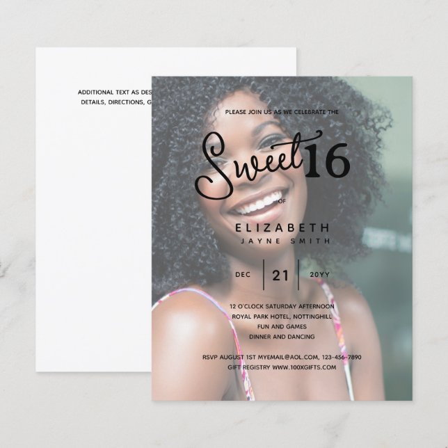 FOTO SWEET 16 Modernes, elegantes Budget Geburtsta (Vorne/Hinten)