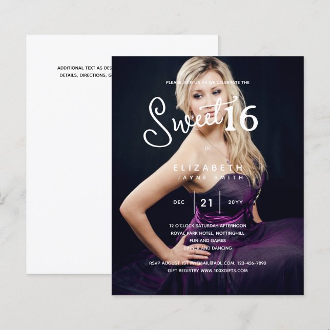 FOTO SWEET 16 Modernes, elegantes Budget Geburtsta (Vorne/Hinten)