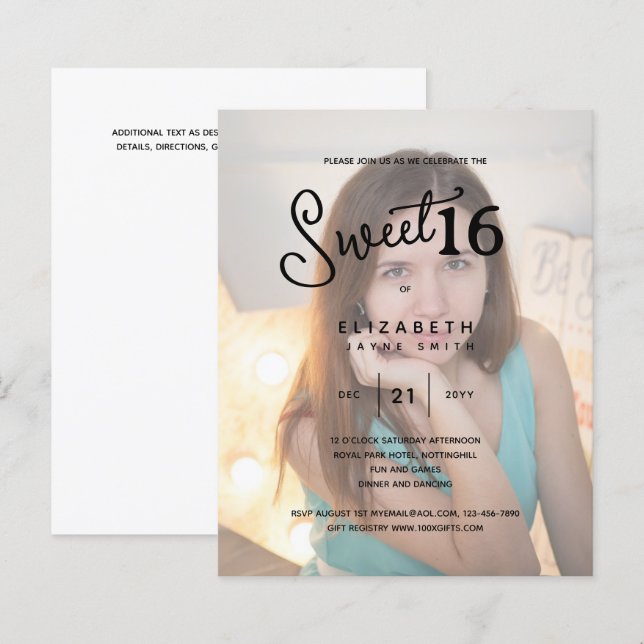 FOTO SWEET 16 Modernes, elegantes Budget Geburtsta (Vorne/Hinten)