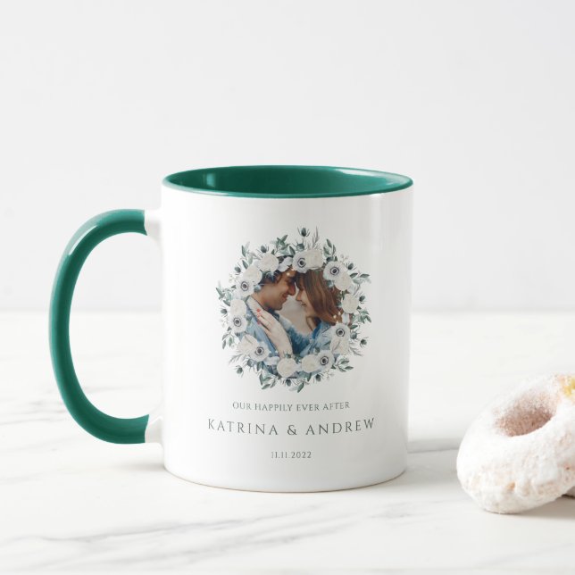 Foto-Tasse für Hochzeiten in Aquarellfarben Tasse (Mit Donut)