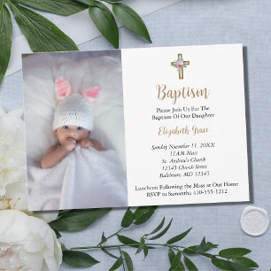 Foto Taufe Christening Baby Girl Baby Boy Einladung