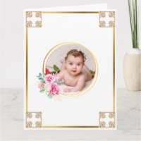 Foto Taufe Gold Kreuz Blumenstrauß chic
