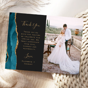 Foto Teal Achat Gold Hochzeit Danke Postkarte