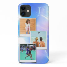 Foto Template Blue Marble Pink Hue Monogram