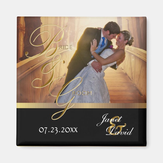 Foto Template - Bride & Groom Wedding Keepake Magnet (Vorne)
