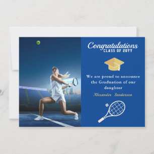 Foto Tennisspieler Blue Gold White Abschluss Ankündigung