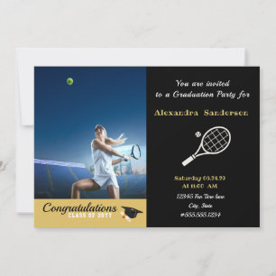 Foto Tennisspieler Schwarz Gold Weiß Abschluss Einladung