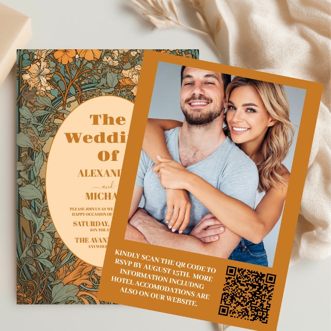 Foto Terracotta Florenz Jugendstil Hochzeit Einladung (Von Creator hochgeladen)