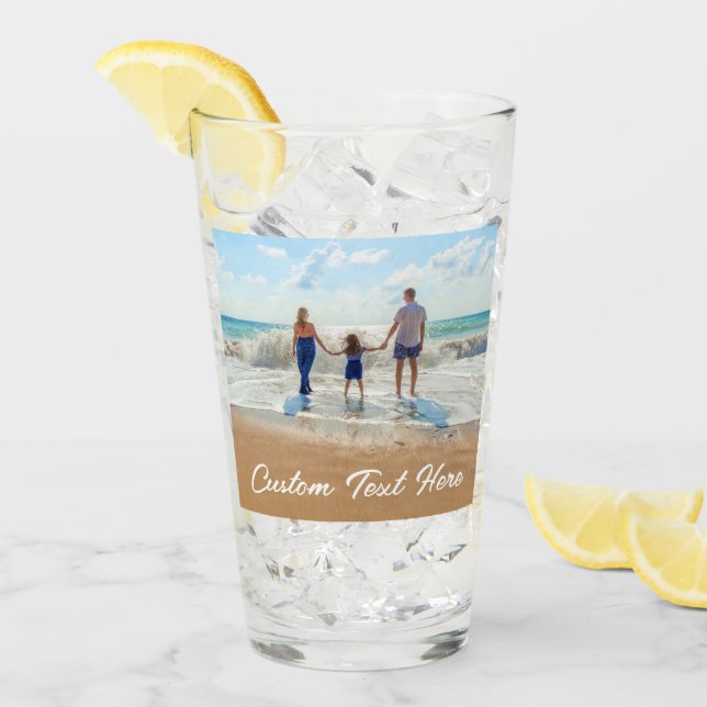 Foto Text Glass Your Family Fotos Geschenk Glas (Vorderseite Ice)