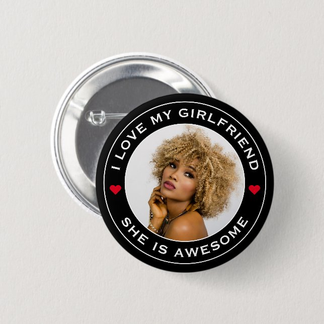 Foto Text Herz I Liebe Meine Phantastische Freundi Button (Vorne & Hinten)