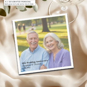 Foto-Text-Overlay zum 50. Hochzeitstag hinzufügen Serviette