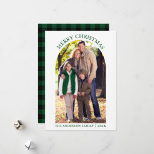 Foto-Torbogen Frohe Weihnachten Grüner Tartan