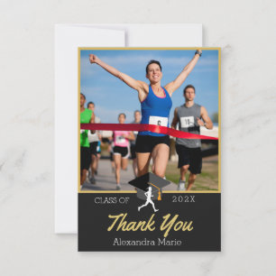 Foto Track Läufer gratulieren Graduierte Banner Dankeskarte