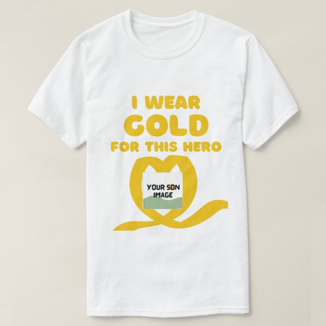 Foto trägt Gold für den Krebs meiner Kindheit T-Shirt (Design vorne)