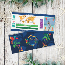 Foto Travel Boarding Pass Mexiko Save the Date Einladung