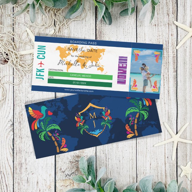 Foto Travel Boarding Pass Mexiko Save the Date Einladung (Von Creator hochgeladen)