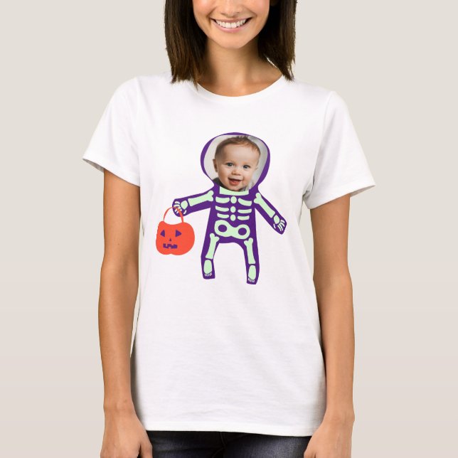 Foto Trick oder behandeln Skelett Halloween T-Shirt (Vorderseite)