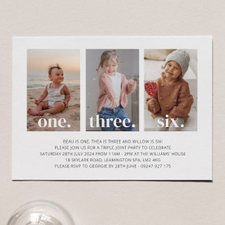 Foto Triple Joint Birthday Einladung