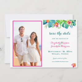 Foto Tropical Beach Berry Pink Aquamarin Blue Flor Save The Date
