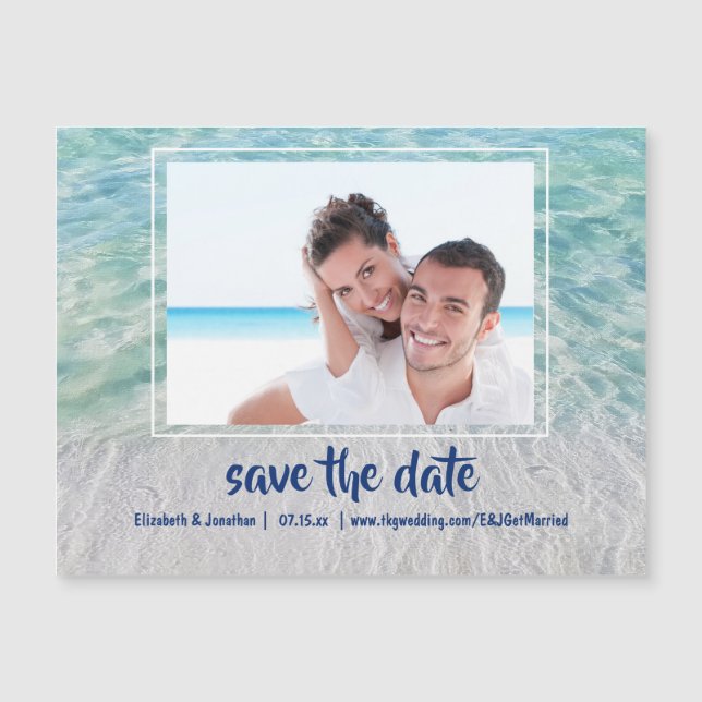 Foto Tropical Beach Ziel Save the Date Magnetkarte (Vorderseite)