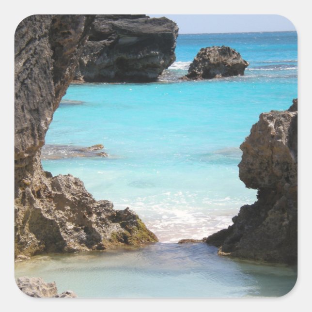 Foto Tropical Island Coast & Sea Quadratischer Aufkleber (Vorderseite)
