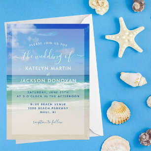 Foto Tropical Ocean Waves Hochzeit am Strand Einladung
