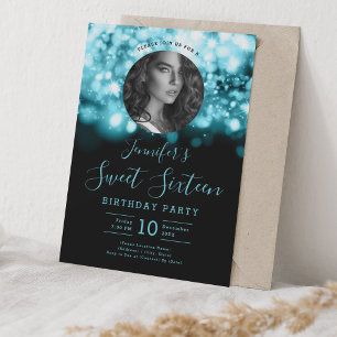 FOTO Türkis Hollywood Lights Sweet 16 Party Einladung