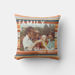 Foto-Typo boho retro Streifen Kissen